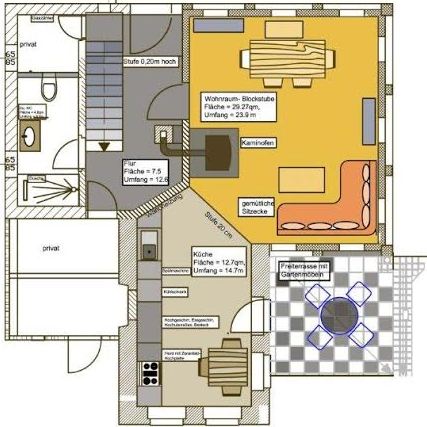 Grundriss Ferienhaus Erdgeschoss